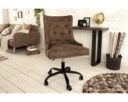 Bureaustoel Chesterfield  met  decoratieve klinknagels vintage Bruin draaistoel met armleuning