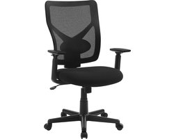 Bureaustoel - computerstoel - met kantelmechanisme en verstelbare armleuningen - zwart