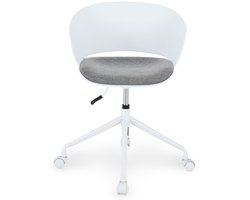 Bureaustoel DAGMA met wielen in wit - In hoogte verstelbare bureaustoel met zitkussen en wielen - Modern design voor thuis en op kantoor - Hoofdafbeelding