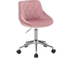 Bureaustoel deluxe - Voor volwassenen - Roze - Op wielen - Ergonomische bureaustoel - Velvet - In hoogte verstelbaar
