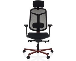 Bureaustoel / directiestoel BICOLORE HIGH mesh / stof zwart / frame rood hjh OFFICE