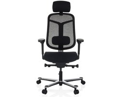 Bureaustoel / directiestoel BICOLORE HIGH mesh / stof zwart / frame zilver hjh OFFICE