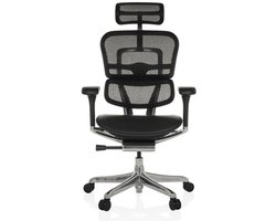 Bureaustoel / directiestoel ERGOHUMAN GEN2 zitting leder / rugleuning netbespanning zwart hjh OFFICE
