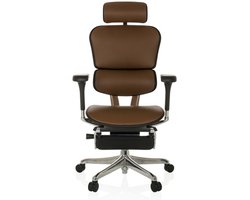 Bureaustoel / Directiestoel ERGOHUMAN PLUS LEGPRO GEN2 Leder met beensteun mesh lichtbruin hjh OFFICE