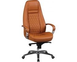 Bureaustoel - Directiestoel - Ergonomisch - Hoofdsteun - Leer - Karamel