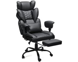 Bureaustoel - directiestoel - ergonomisch verstelbaar - Massagestoel directiestoel met voetensteun, verstelbare rugleuning - Gamestoel- Bureaustoel - Massagestoel - Bureaustoelen voor Volwassenen - Game Gaming Stoel - Zwart