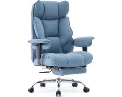 Bureaustoel - Directiestoel Kantoorstoel - Comfortabel Werken - Inklapbare Voetensteun - Oversized - Blauw