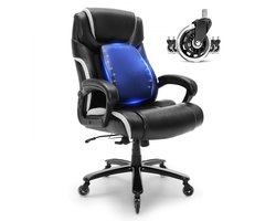 Bureaustoel - Directiestoel - PU-leer - Verstelbare rugleuning 0–8 cm - Draagvermogen 181 kg - Rugleuning 77 x 60 cm - Zwart