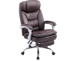 Bureaustoel - Directiestoel - Voetensteun - Verstelbaar - Gewatteerd - Kunstleer - Bruin - 67x53x122 cm