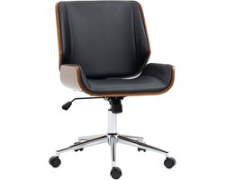 Bureaustoel - Draaibaar en In Hoogte Verstelbaar met Kantelfunctie - Hout - Zwart