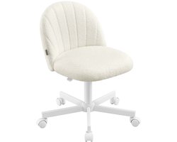 Bureaustoel Draaibare kaptafelstoel 60 x 60 x 73-88 cm Crèmewit Comfortabele zachte pluche stof Verstelbare zithoogte Zitting en rugleuning met schuimvulling met hoge dichtheid Stevige en duurzame constructie Geschikt voor kantoor, slaapkamer