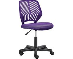 Bureaustoel, draaistoel, bureaustoel met rugleuning zonder armleuningen, werkstoel, in hoogte verstelbaar, voor kantoor of thuiskantoor, 50 x 55 x 79-92 cm, lila HM-YAHEE-592035