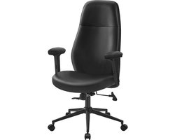 Bureaustoel Draaistoel - Ergonomische bureaustoel - Directiestoel met verstelbare armleuningen - Metalen Onderstel -zwart