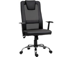 Bureaustoel - draaistoel - in hoogte verstelbare directiestoel - ergonomische bureaustoel - zwart PU - 66 x 73 x 108 - 118 cm