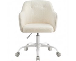 Bureaustoel Draaistoel Make-upstoel Stoel voor bureau 64x64x(83-93)cm Beige Gebogen rugleuning en armleuningen Comfortabel dik zitoppervlak Ademend huidvriendelijk pluche materiaal Zithoogte verstelbaar Maximaal draagvermogen 110kg