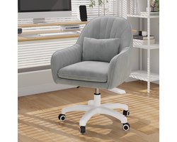 Bureaustoel, draaistoel voor de kaptafel, met fluwelen kussen, in hoogte verstelbaar, voor thuiskantoor, studeerkamer, slaapkamer, draagvermogen 120 kg,Grijs