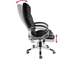 Bureaustoel Ergonomisch – Casa Velluto Nero Executive Directiestoel Zwart – 12 cm Dikke Vulling, Verstelbare Hoogte, Wipfunctie, Armleuningen – Luxe Draaistoel met Lederlook en Wielen – Comfortabele PC Stoel