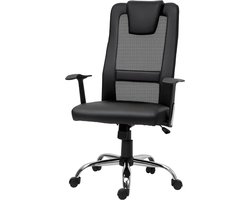 Bureaustoel Ergonomisch - Directiestoel Comfort - Thuiswerken Kantoor - Traploos Verstelbaar - 112-122 cm Hoog - Zwart