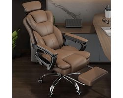 Bureaustoel Ergonomisch Directiestoel Echt Leder – Verstelbare Rugleuning 90°–160° met Voetsteun, Lendensteun & Draaifunctie – Luxe Executive Office Chair Comfort voor Thuis & Kantoor – Mobili Bella