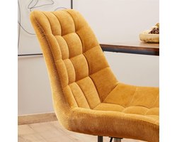 Bureaustoel Ergonomisch in Geel Corduroy - Medahomestore VASILO - Compacte Draaistoel (61x54x80 cm) - In Hoogte Verstelbaar, Zwart Metalen Frame