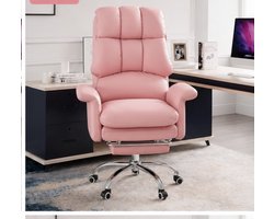 Bureaustoel Ergonomisch met Voetsteun en Hoge Rugleuning, Verstelbare Directiestoel van PU-Leer, 360° Draaibaar, Kantelbare Rugleuning, Luxe Computerstoel voor Kantoor en Thuis, Zwart - Mobili Bella
