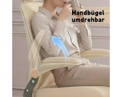 Bureaustoel - Ergonomisch Opklapbaar Design - Met 3D Hoofdsteun, Lendensteun En Voetsteun - Voor Werk En Studie - Netrugleuning - Crème