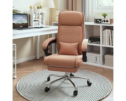 Bureaustoel Ergonomisch PU Leder Met Voetsteun, Hoge Rugleuning, 135° Verstelbare Rug, Luchtige Thuiswerk- en Gamingstoel Geel – Altameubel