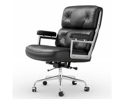 Bureaustoel Ergonomisch - Stoelen - Gaming Stoel - Kantoorstoel - Leren - Verstelbare Hoogte - Executive Stoel - Kantelbare Rugleuning - Draaibaar - Met Armleuningen - voor Thuis en Kantoor - Zwart/Zilver