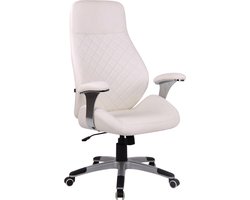 Bureaustoel - Ergonomische bureaustoel - Design - In hoogte verstelbaar - Kunstleer - Wit - 61x49x126 cm