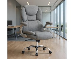 Bureaustoel, ergonomische bureaustoel, directiestoel, draaistoel met opklapbare armleuningen, in hoogte verstelbaar, computerstoel voor kantoor en thuis, draagvermogen 180 kg (grijs) - Casa Serena
