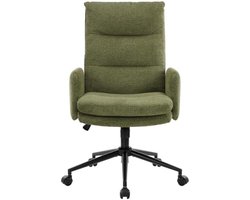 Bureaustoel - Ergonomische Bureaustoel met Hoge Rugleuning - Verstelbare Kantoorstoel met Armleuningen en Wieltjes - Groene Kasjmier Stoffen Fauteuil voor Werk, Studie en Gaming