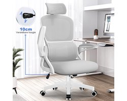 Bureaustoel, Ergonomische Bureaustoel met Verstelbare Lendensteun en 2D Hoofdsteun – Bureaustoelen voor Volwassenen – Office Chair 135° Kantelbare Rugleuning – Belastbaar tot 150 kg – Verstelbare Armleuningen – Ademend Mesh – Zwart