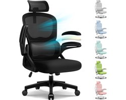 Bureaustoel, Ergonomische Bureaustoel met Verstelbare Lendensteun en 3D Hoofdsteun – Bureaustoelen voor Volwassenen – Office Chair 135° Kantelbare Rugleuning – Belastbaar tot 150 kg – Verstelbare Armleuningen – Ademend Mesh – Zwart