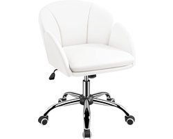 Bureaustoel - ergonomische bureaustoel - verstelbare zithoogte 46-55,5 cm - kantelfunctie - wit - max. 136 kg