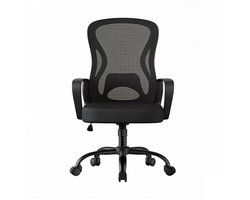 Bureaustoel ergonomische computerstoel 60 x 60 x (95.5-105.5) cm Zwart Met ademend gaas en comfortabele zitting, lendensteun en armleuningen Stevige en duurzame metalen voet In hoogte verstelbaar Eenvoudig te monteren