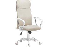 Bureaustoel ergonomische draaistoel met zacht kussen en stoffen zitting verstelbare kantelhoek maximale draagkracht 120 kg 63 x 63 x (110 - 120) cm beige