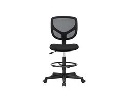 Bureaustoel Ergonomische mesh tekenkruk Gaming stoel 60×60×98,5-117,5 cm zwart Verstelbare hoogte 360° draaibare zitting Hoogwaardig schuim Comfortabele voetensteun Volledige ondersteuning Geschikt voor thuiswerkplek/kunststudio/bureau/klaslokaal