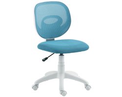 Bureaustoel Ergonomische Schreibtischstoel Met C Vormige Rugsteun Hoogte Verstelbaar 53x59,5x81-89 cm Blauw Kunststof Mesh Draaistoel Zonder Armleuningen Ventilerende Rugleuning Compact Ontwerp Computerstoel Home Office Belastbaar 120 kg