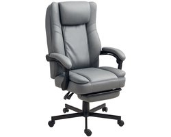 Bureaustoel – Ergonomische Stoel – Kantoorstoel – Draaistoel – Bureaustoelen – Met Massagefunctie – Verstelbare Rugleuning tot 135° – Incl. Voetensteun en 15 cm Dik Comfortabel Kussen