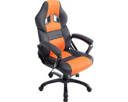 Bureaustoel - Gamestoel - Design - Ergonomisch - Kunstleer - Oranje/zwart - 65x70x124 cm