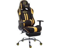 Bureaustoel - Gamestoel - Hoofdkussen - Voetensteun - Stof - Geel/zwart - 70x135x135 cm