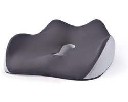 Bureaustoel geheugen schuim zitkussen, comfortabel zitkussen dat de billen beschermt, ademend en antislip, draagbaar ontwerp geschikt voor bureaustoelen en autostoelen - grijs