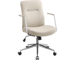Bureaustoel - in hoogte verstelbaar - comfortabele rugleuning - PU oppervlak - draagvermogen tot 150 kg - cappuccino beige