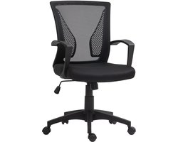 Bureaustoel - In Hoogte Verstelbaar met Kantelfunctie en Draaibaar Ontwerp - Kunstleer - Zwart