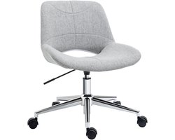 Bureaustoel - In Hoogte Verstelbaar Zonder Armleuningen en Draaibaar - Stof - Lichtgrijs