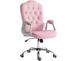 Bureaustoel, kantelbare rugleuning, hoogteverstelbaar, fluweel look, belastbaar tot 120 kg, Roze