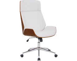 Bureaustoel - Kantoorstoel - Design - In hoogte verstelbaar - Hout - Wit/donkerbruin - 66x58x118 cm