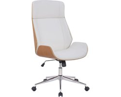 Bureaustoel - Kantoorstoel - Design - In hoogte verstelbaar - Hout - Wit/naturel - 66x58x118 cm
