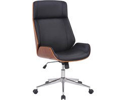 Bureaustoel - Kantoorstoel - Design - In hoogte verstelbaar - Hout - Zwart/donkerbruin - 66x58x118 cm