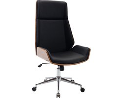 Bureaustoel - Kantoorstoel - Design - In hoogte verstelbaar - Hout - Zwart/walnoot - 60x63x121 cm